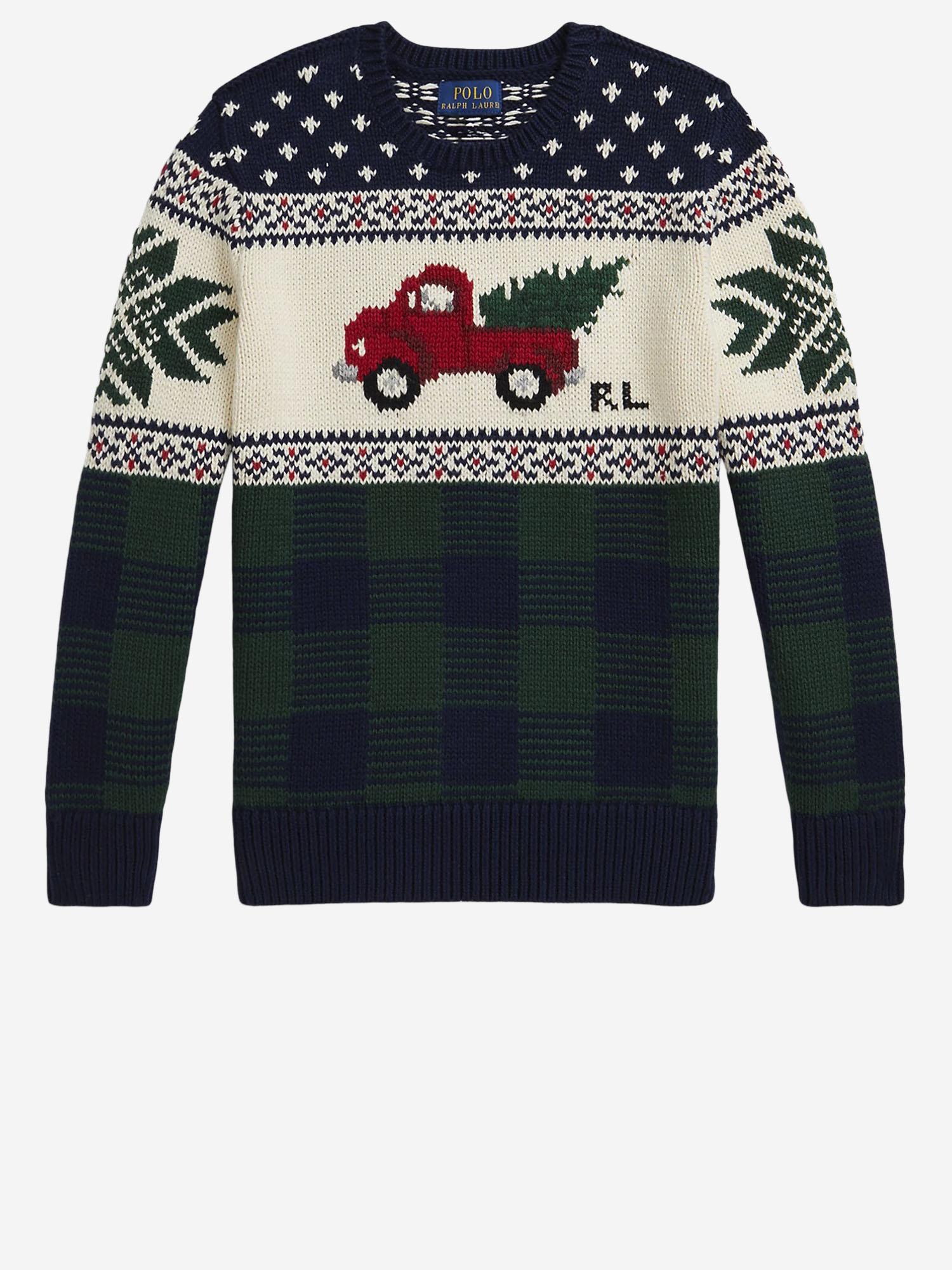 Maglia in cotone con furgone a intarsi 322981051 001 POLO RALPH LAUREN KIDS 