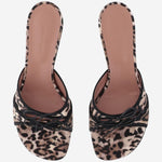 SLIPPER ELEONORA IN SETA ELEONORASLIPPER 45LEOPARDBLACK AMINA MUADDI 