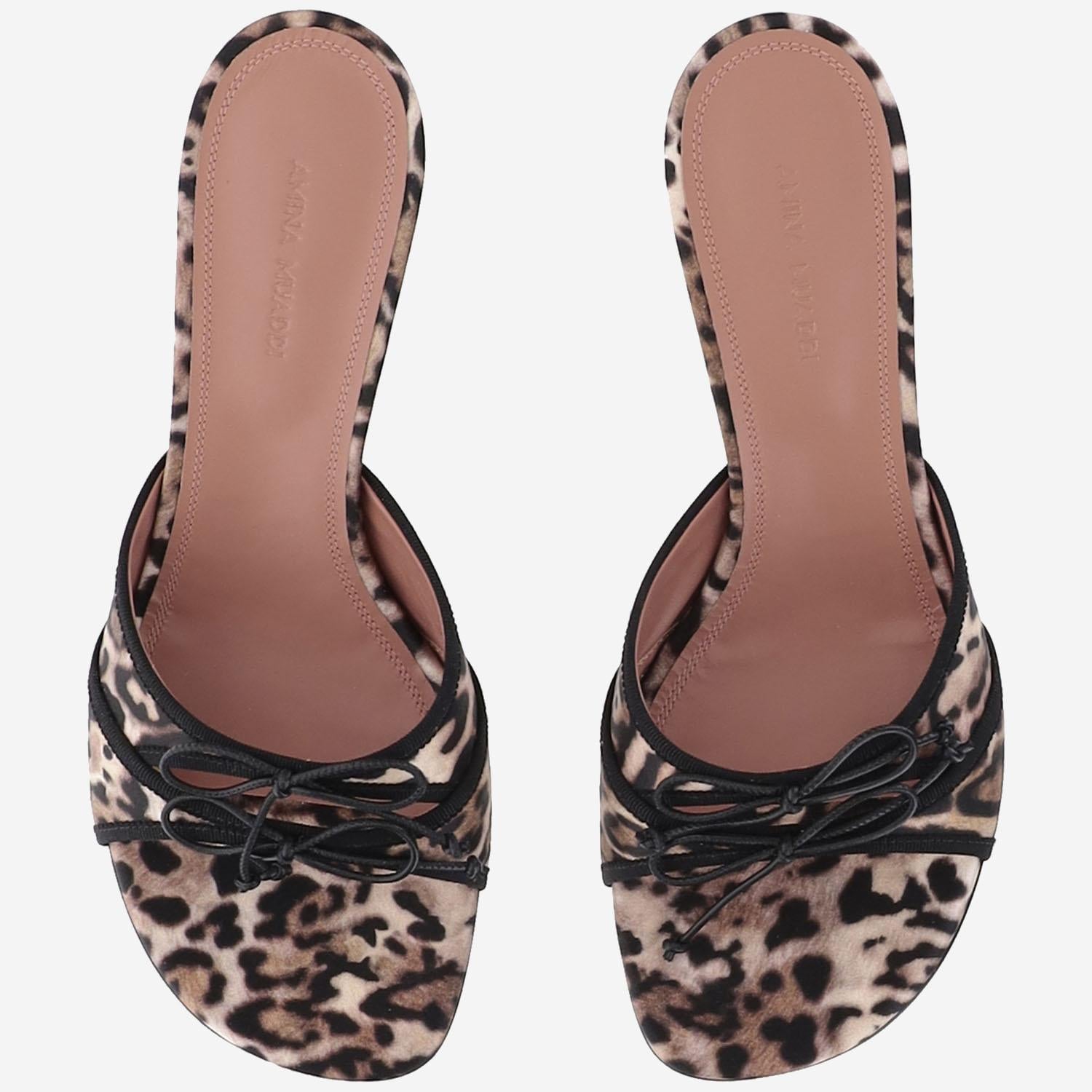 SLIPPER ELEONORA IN SETA ELEONORASLIPPER 45LEOPARDBLACK AMINA MUADDI 