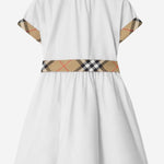 ABITO IN COTONE CON DETTAGLI A CHECK 8121228 WHITE BURBERRY KIDS 