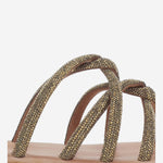 SANDALI IN PELLE CON STRASS TASO BRONZO KIMA 