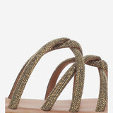 SANDALI IN PELLE CON STRASS TASO BRONZO KIMA 