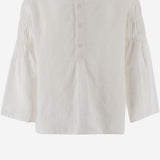 Camicia in lino con arricciature P25CL253L6006 100 IL GUFO KIDS 