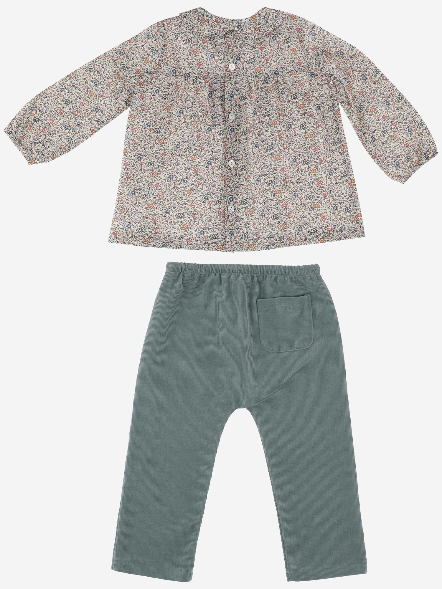 SET MAGLIA FIORI E PANTALONI IN COTONE PABLO 64 NICOLETTA FANNA KIDS 