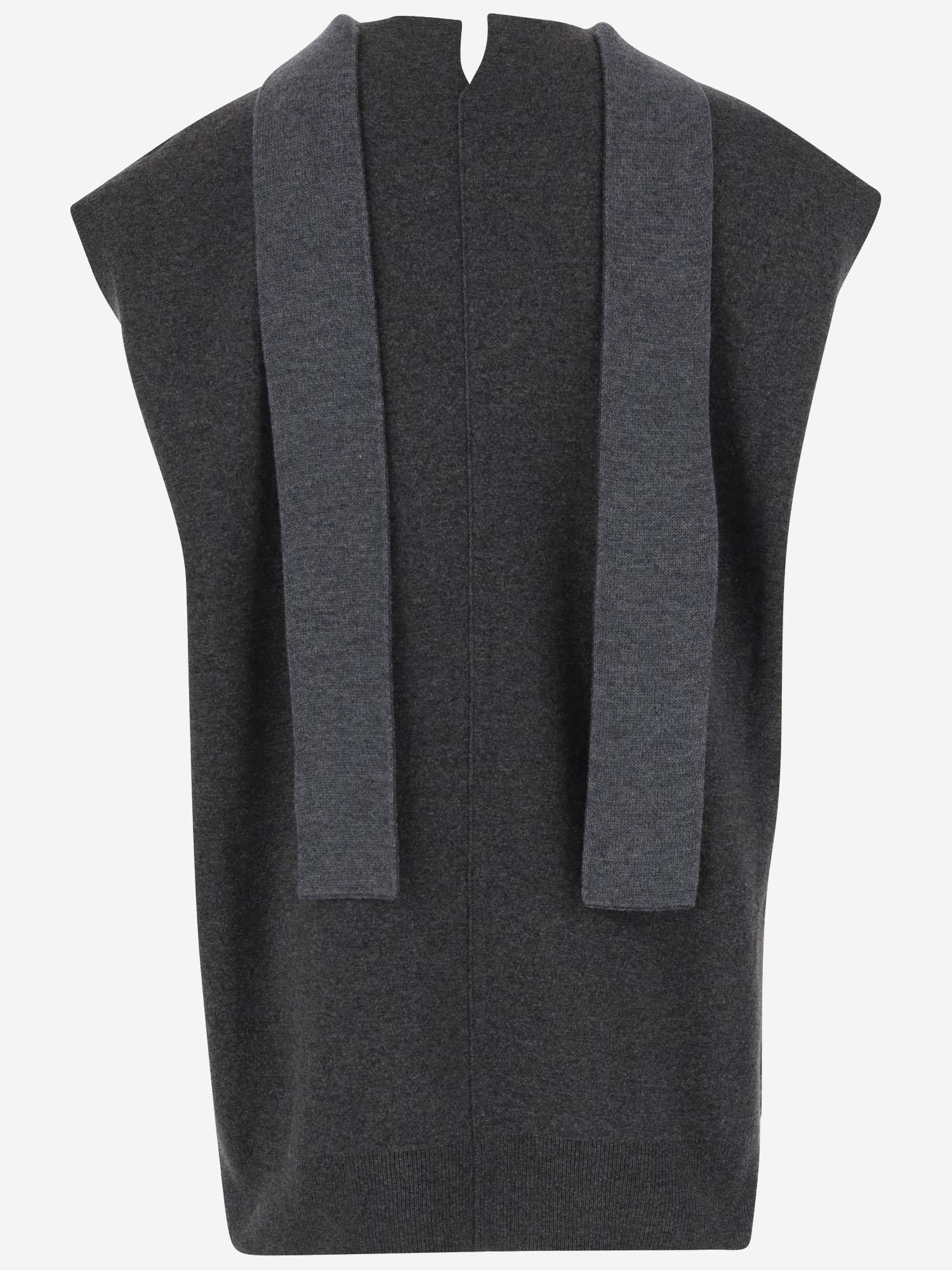 TOP IN CASHMERE CON SCIARPA AL COLLO 6252K21145 FLANNEL CARVEN 