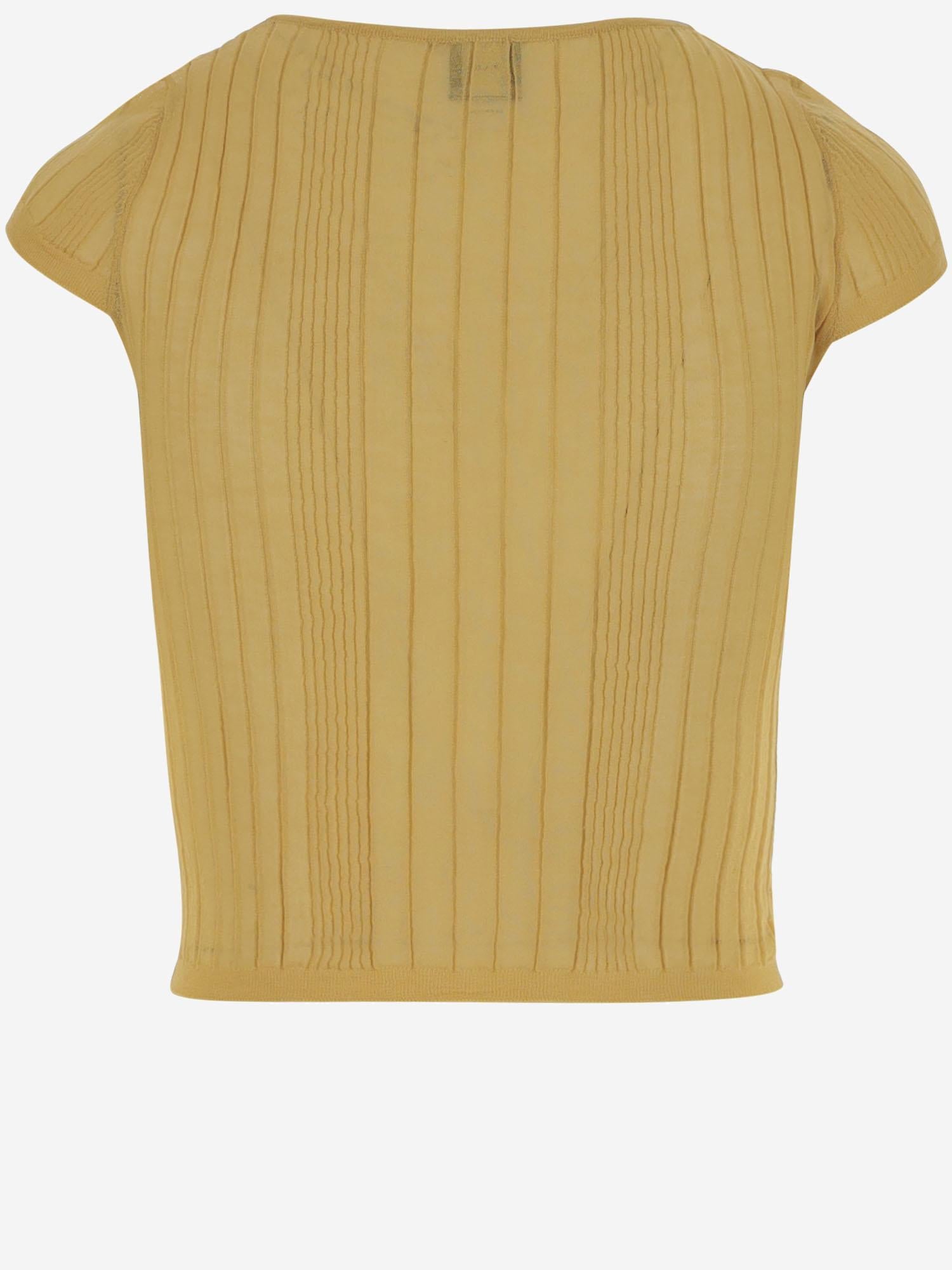 T-shirt in maglia semi trasparente di misto cotone 104773 A1NDC43 PINKO 
