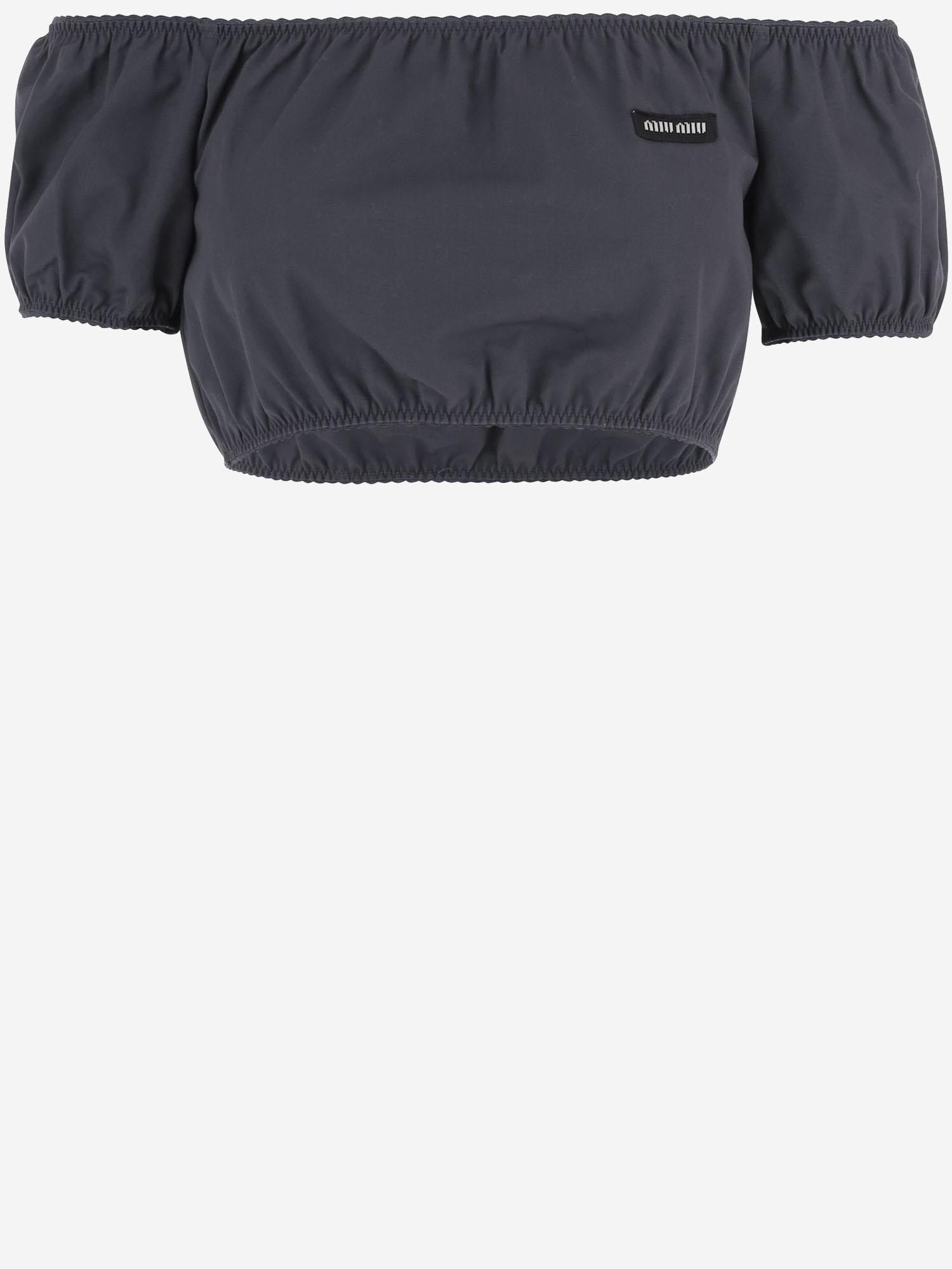 TOP OFF-SHOULDER IN COTONE CON MANICHE AMPIE MT2189 1BMSF0170 MIU MIU 