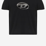 T-SHIRT IN COTONE CON LOGO IN PAILLETTES J02371 KYAUNK900 DIESEL KIDS 