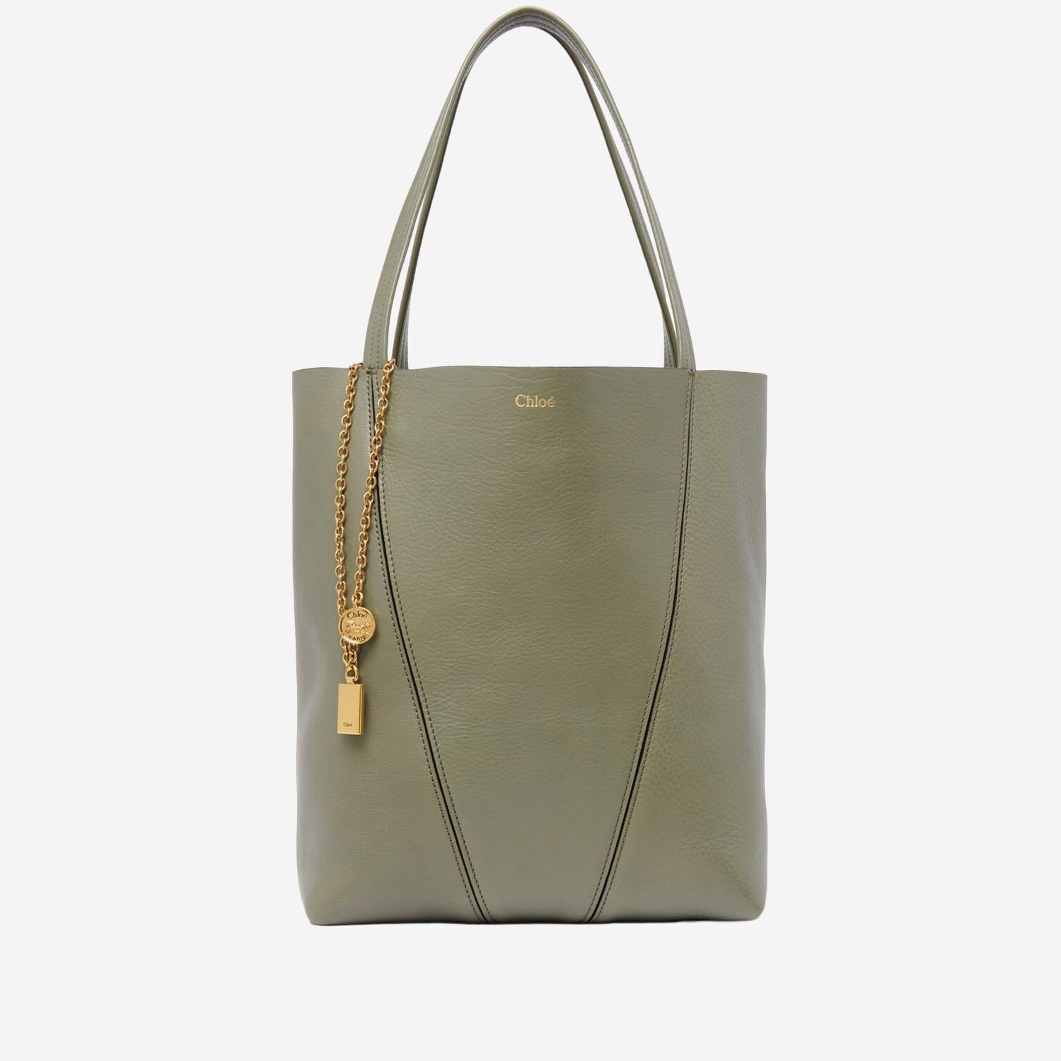 TOTE BAG CHLOÉ SPIN IN PELLE GRANATA CHC25SS811N84 3D6 CHLOE 