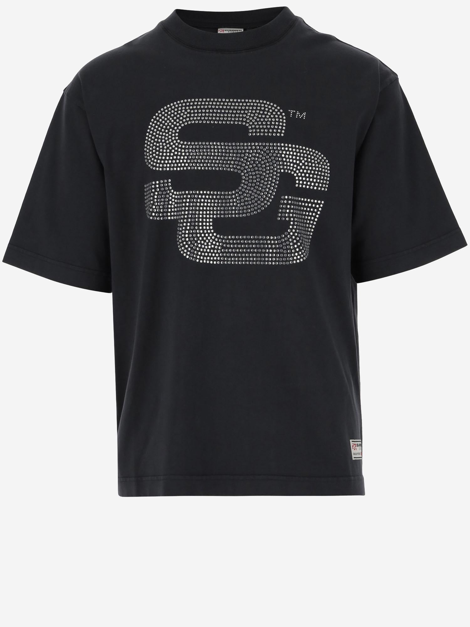 T-SHIRT IN COTONE CON LOGO IN STRASS SG2510108 JETBLACK SUMMER GAMES 
