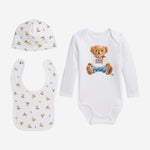 SET REGALO POLO BEAR TRE PEZZI IN COTONE 320P00760 001 POLO RALPH LAUREN KIDS 