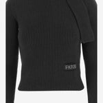 MAGLIONE CON COLLO A SCIARPA IN LANA E CASHMERE KN2638041 999B PATOU 