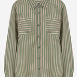 CAMICIA IN CUPRO A RIGHE CON TASCHE APPLICATE 010712 3274604 DRIES VAN NOTEN 