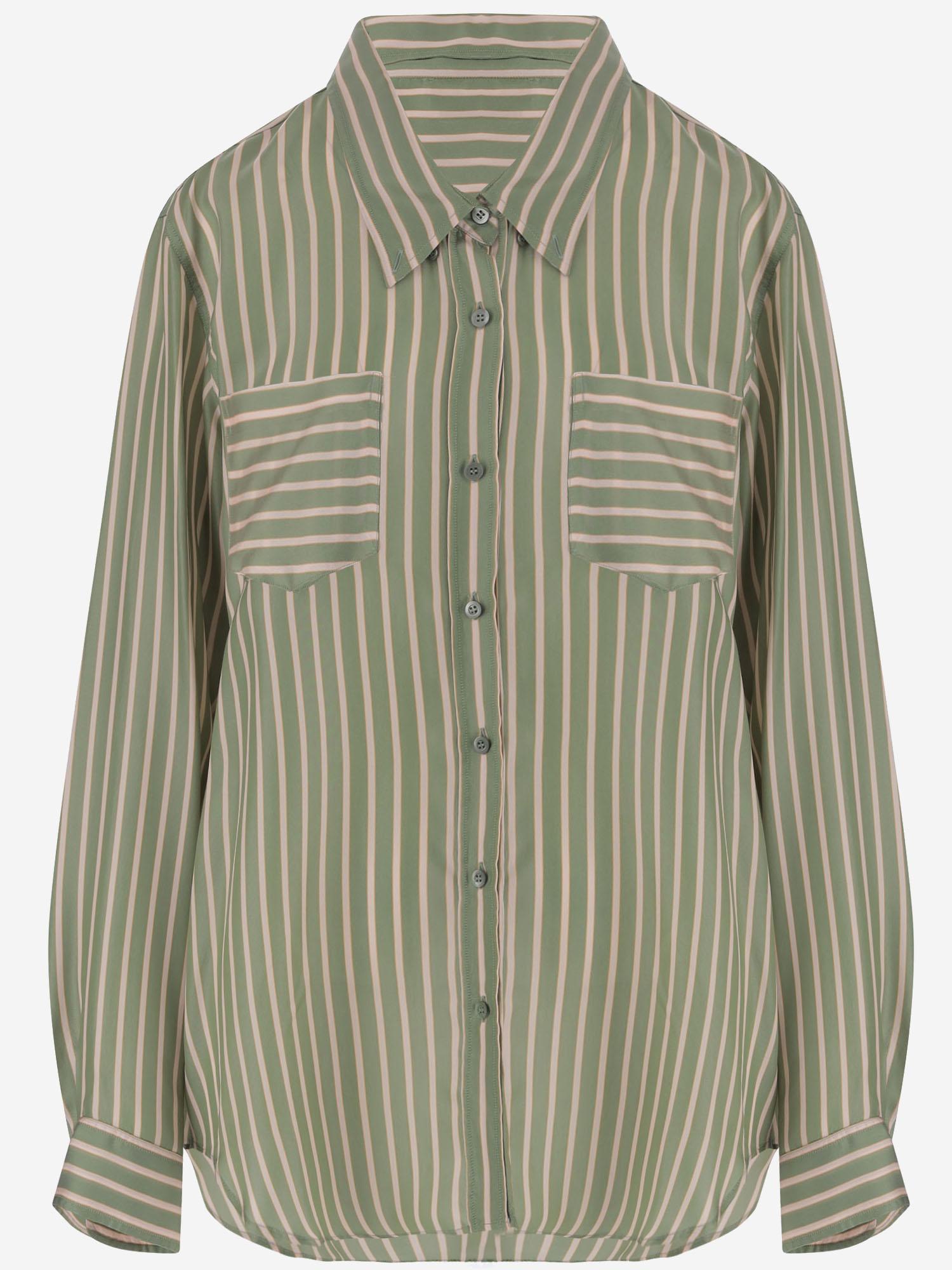 CAMICIA IN CUPRO A RIGHE CON TASCHE APPLICATE 010712 3274604 DRIES VAN NOTEN 