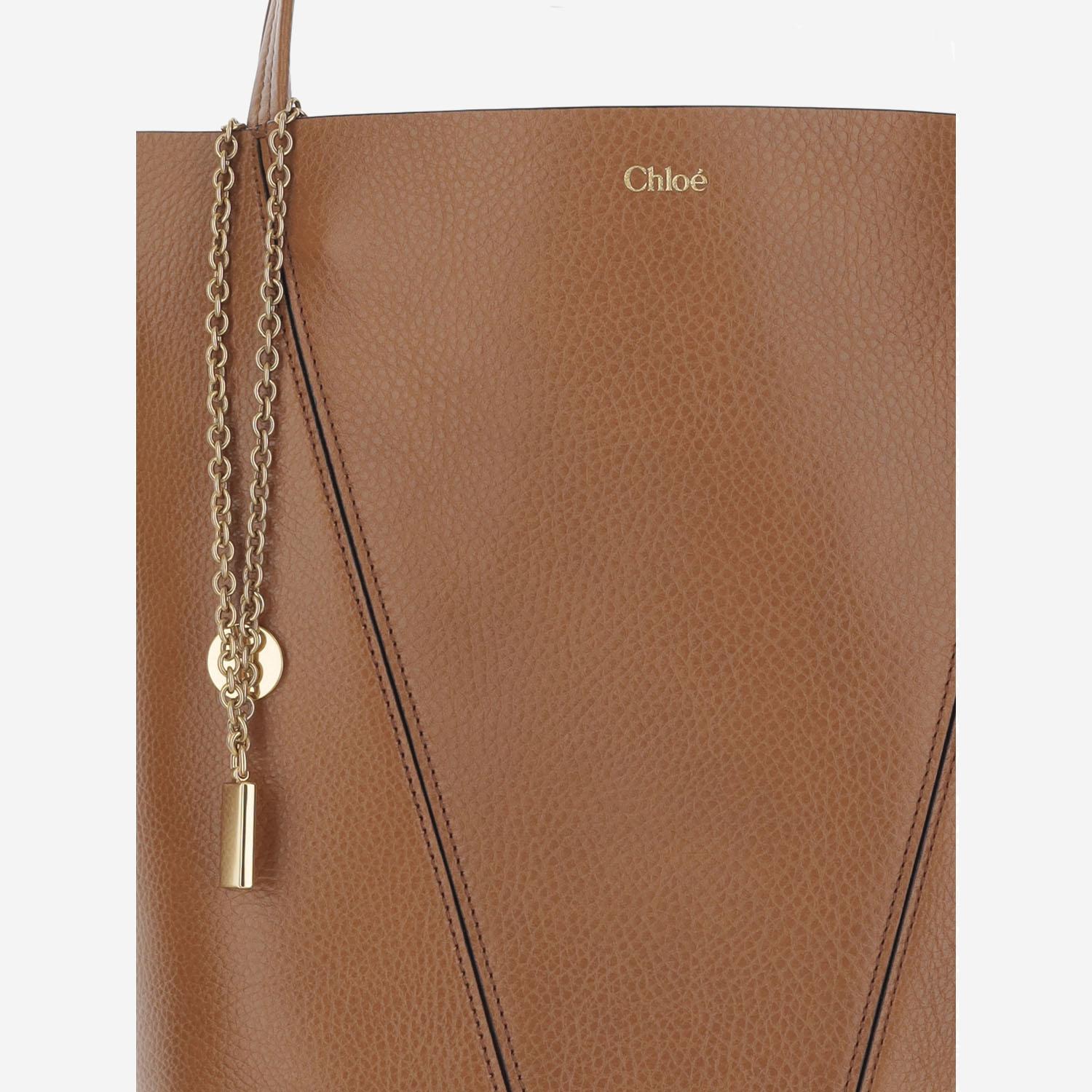TOTE BAG CHLOÉ SPIN IN PELLE GRANATA CHC25SS811N84 26M CHLOE 