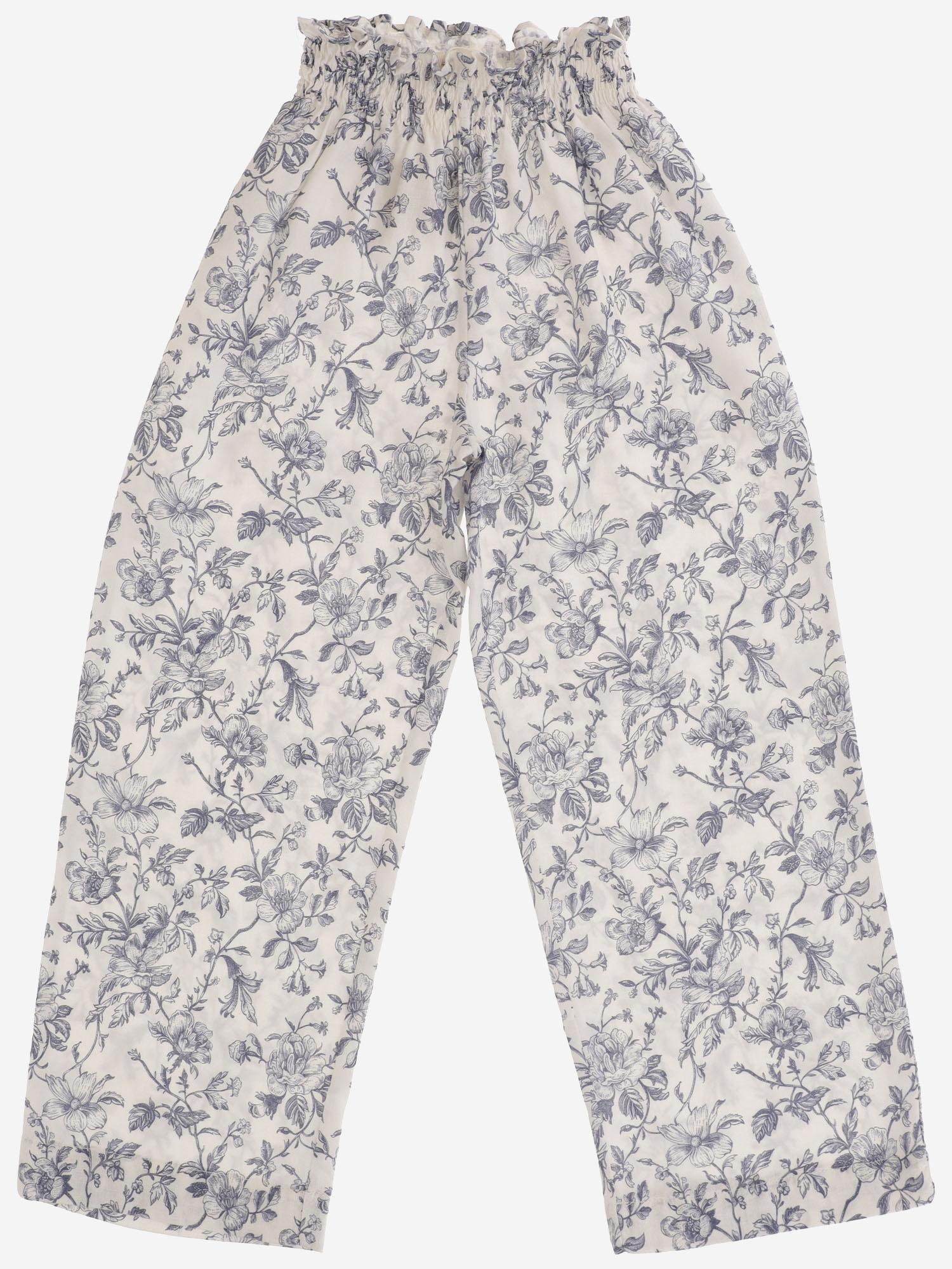 PANTALONI IN MISTO LINO CON MOTIVO FLOREALE 04618057 325 BABE & TESS KIDS 
