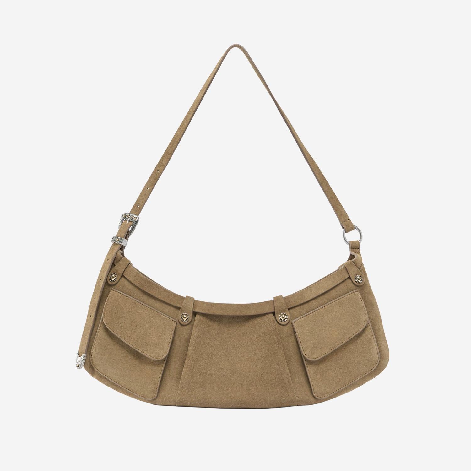 Borsa a spalla Pocket Body in suede con tasche 106865 A0F6L22O PINKO 
