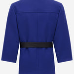 Cappotto boxy con cintura in lana 850307 Y5J784146 SAINT LAURENT 