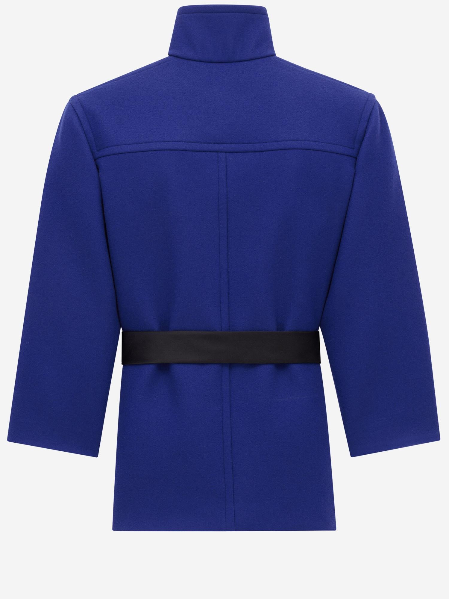 Cappotto boxy con cintura in lana 850307 Y5J784146 SAINT LAURENT 