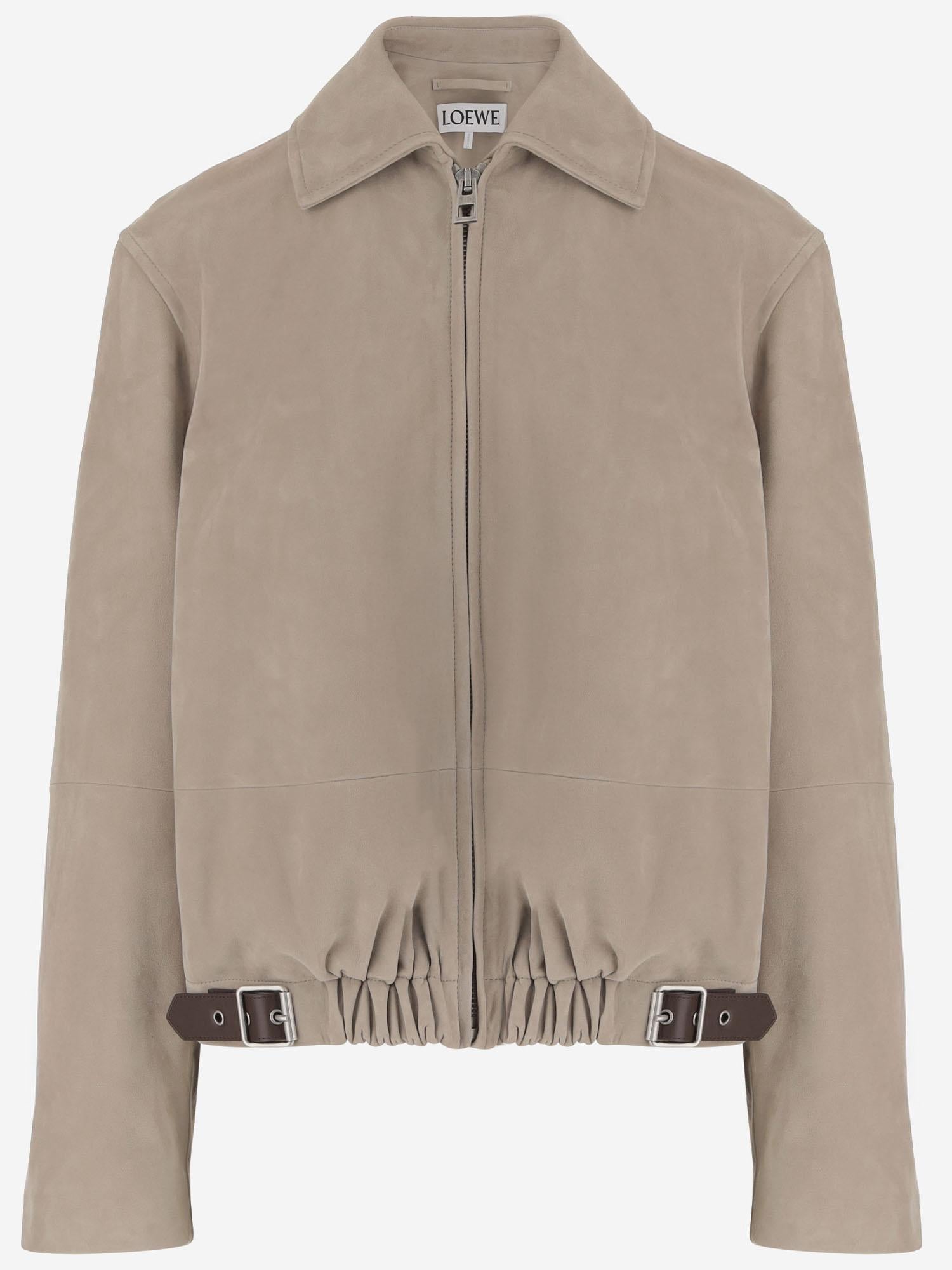 Giacca in pelle scamosciata con cintura S540Y34L58 2210 LOEWE 