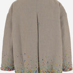 Giacca in lino con perline DLWPJNFL01E GREEN PERO 