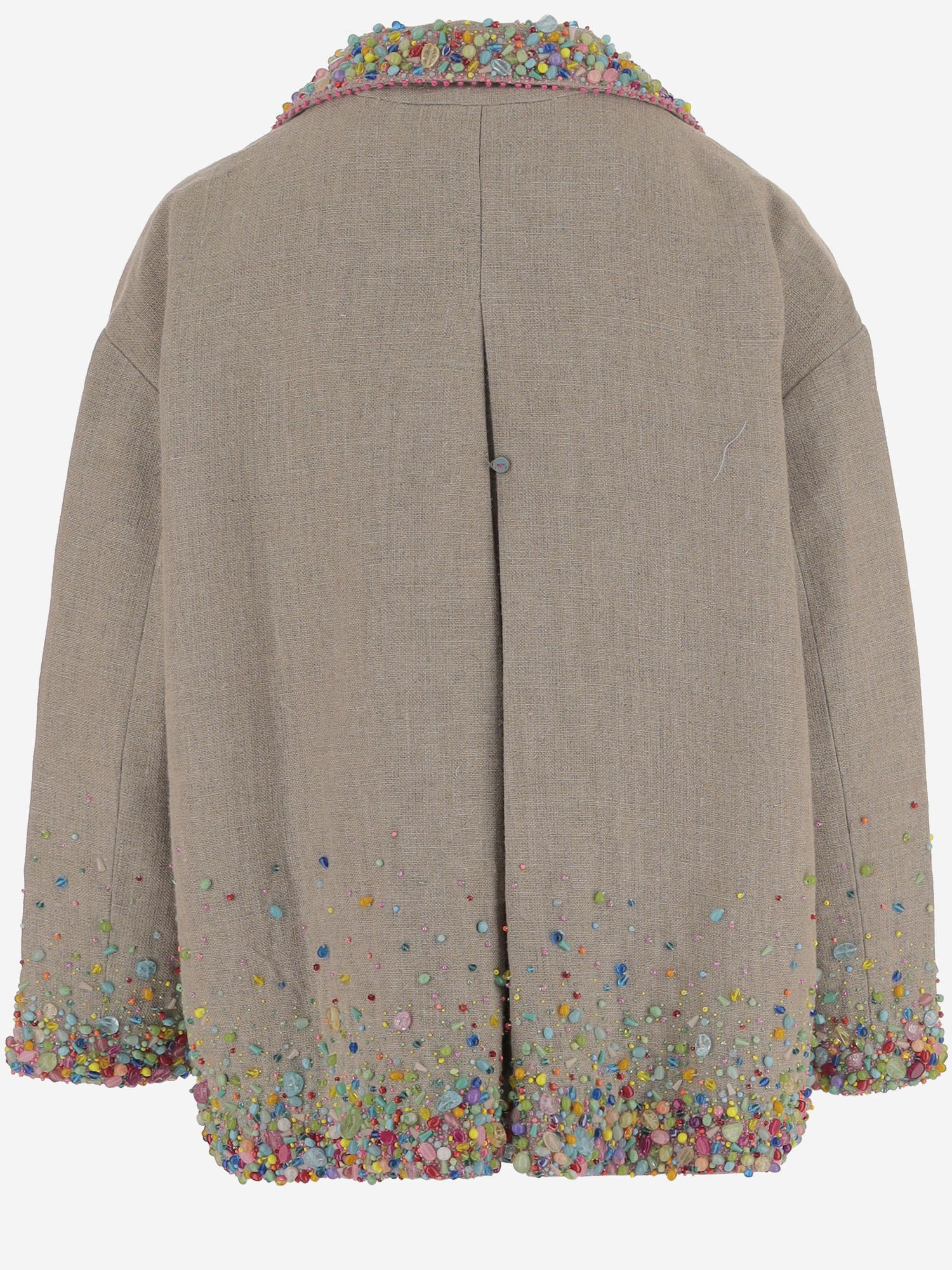 Giacca in lino con perline DLWPJNFL01E GREEN PERO 