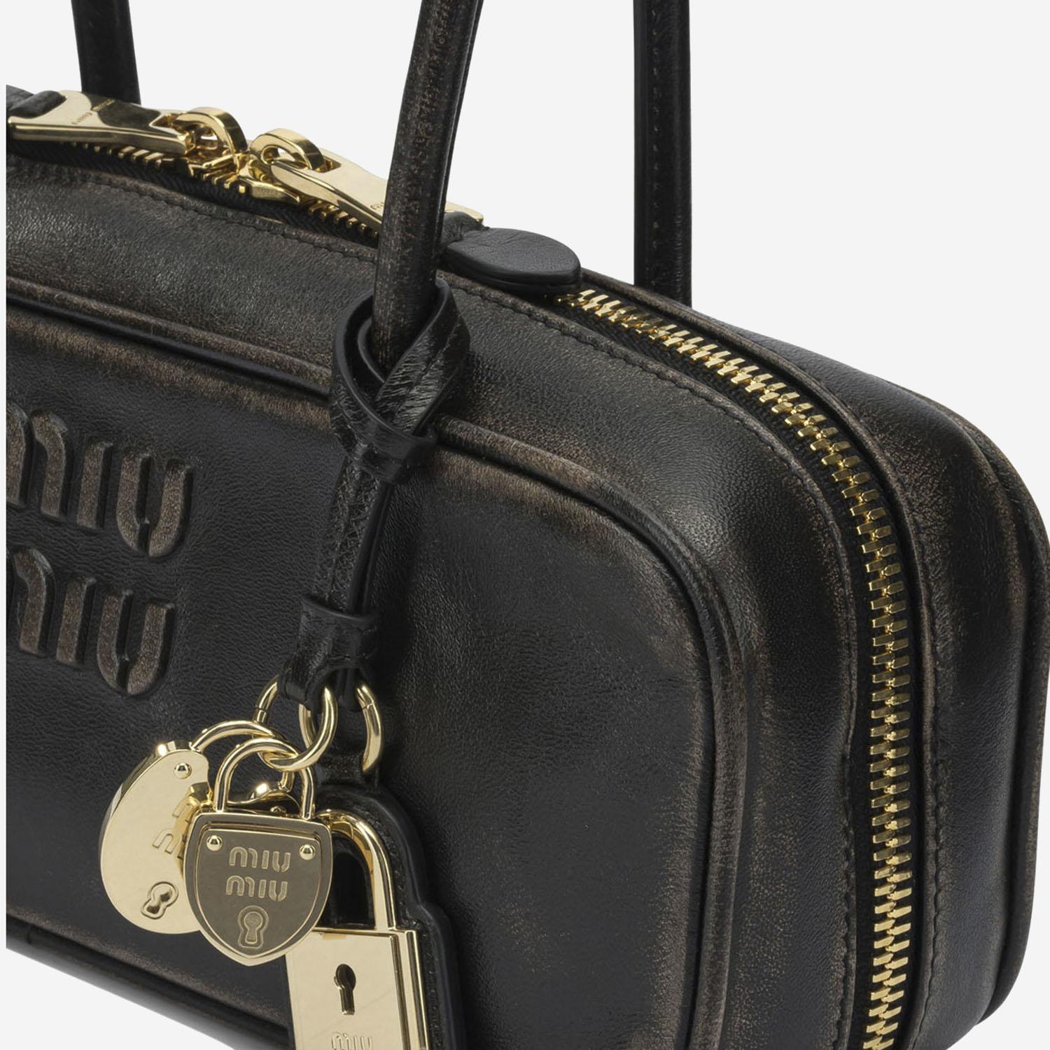 BORSA BEAU IN PELLE CON LOGO 5BB173 AF6PF0201 MIU MIU 