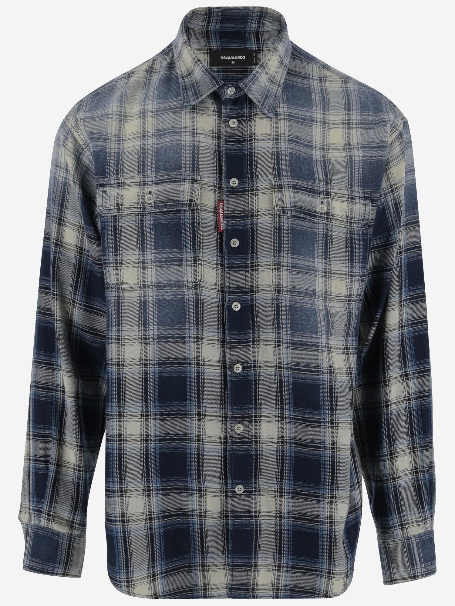 CAMICIA IN COTONE CON MOTIVO CHECK S74DM0899 D35206001F DSQUARED2 