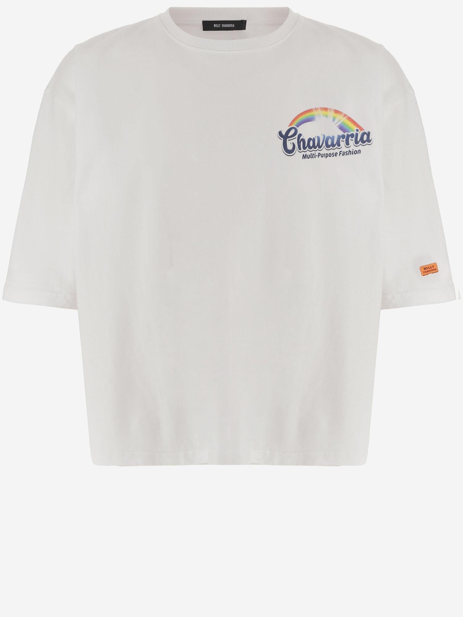 T-SHIRT IN COTONE CON STAMPA ARCOBALENO WCJSY0207 000 WILLY CHAVARRIA 