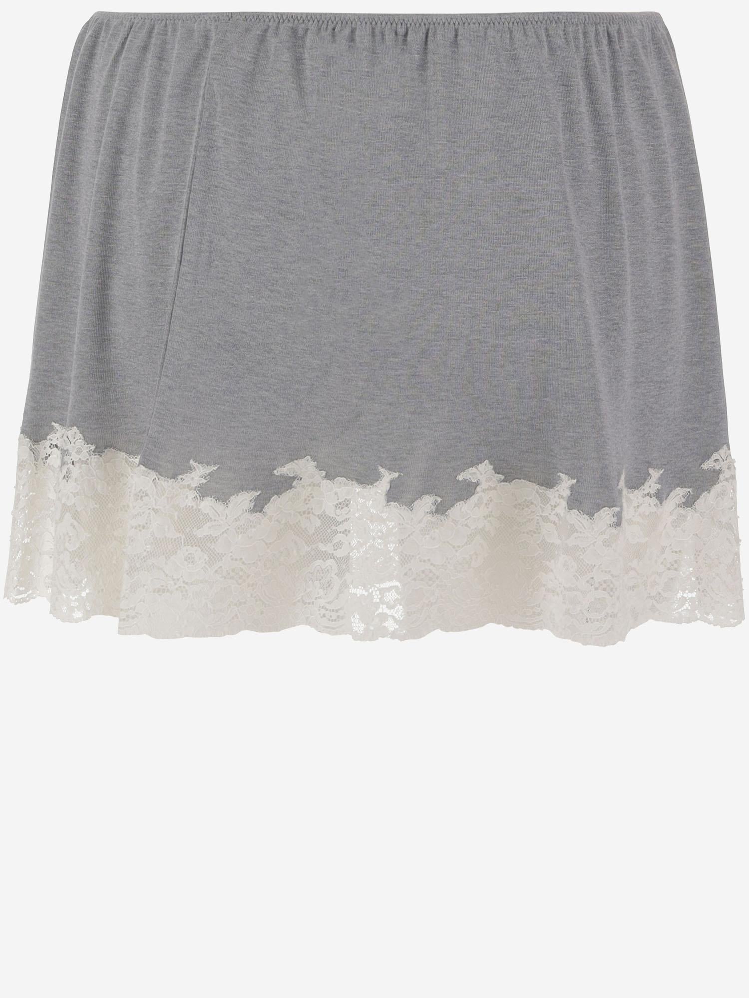 GONNA IN SETA RICICLATA CON BORDO IN PIZZO MG2644 19E1F0031 MIU MIU 