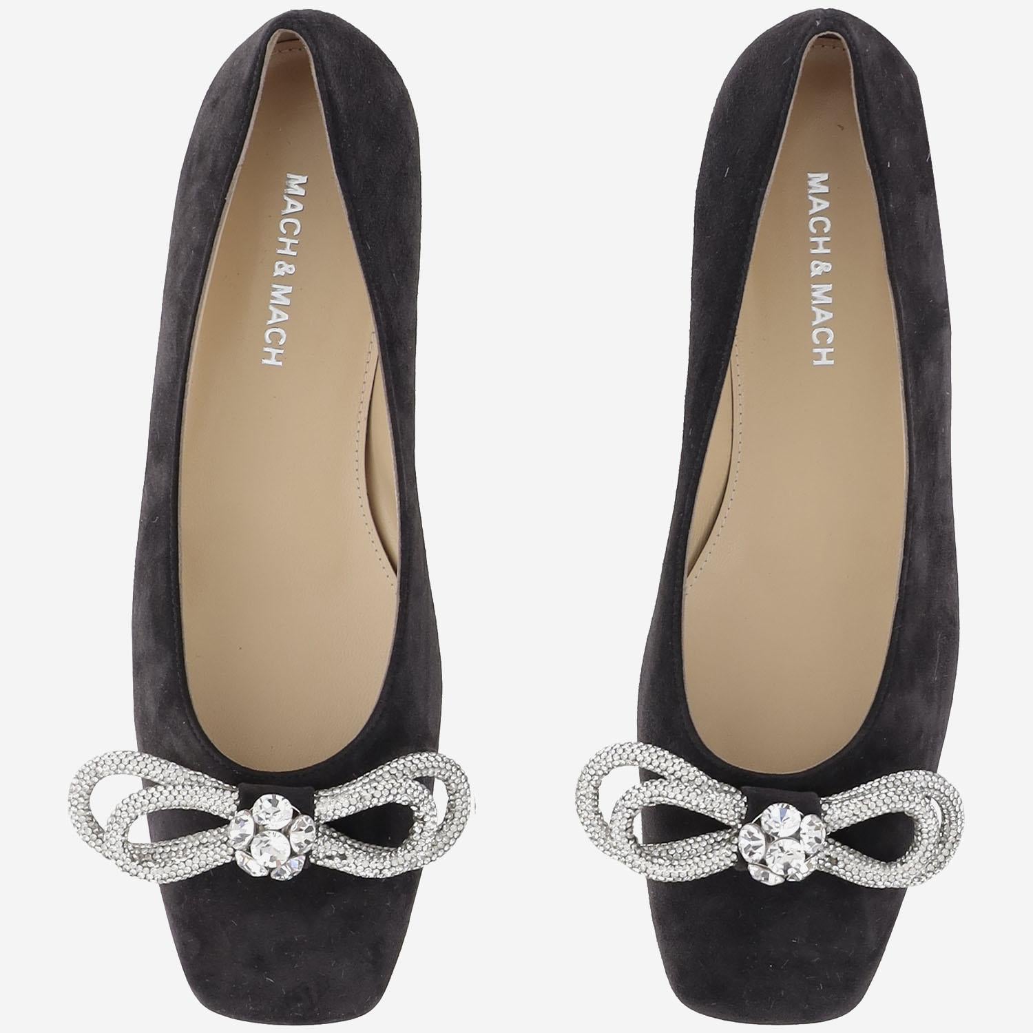 Ballerine pelle scamosciata con doppio fiocco S094510 SUEBLK MACH & MACH 