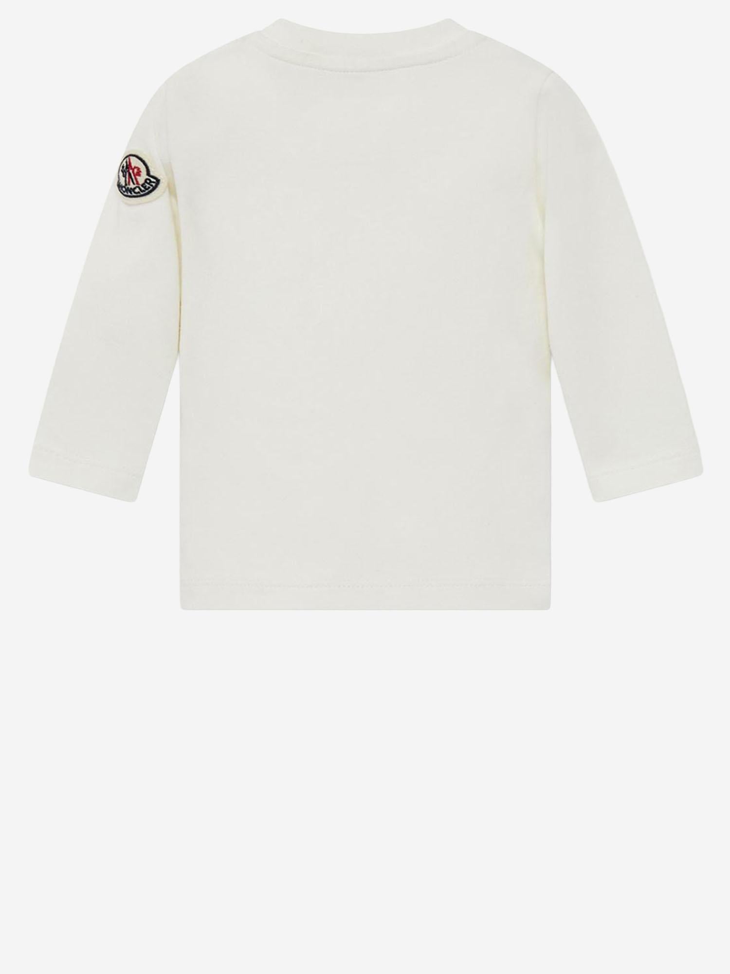 T-SHIRT A MANICHE LUNGHE IN COTONE STRETCH CON MOTIVO TEDDY BEAR 8D0000589AUM 034 MONCLER ENFANTS 
