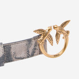 CINTURA IN PELLE CON STAMPA ANIMALIER 100125 A35XH8RQ PINKO 