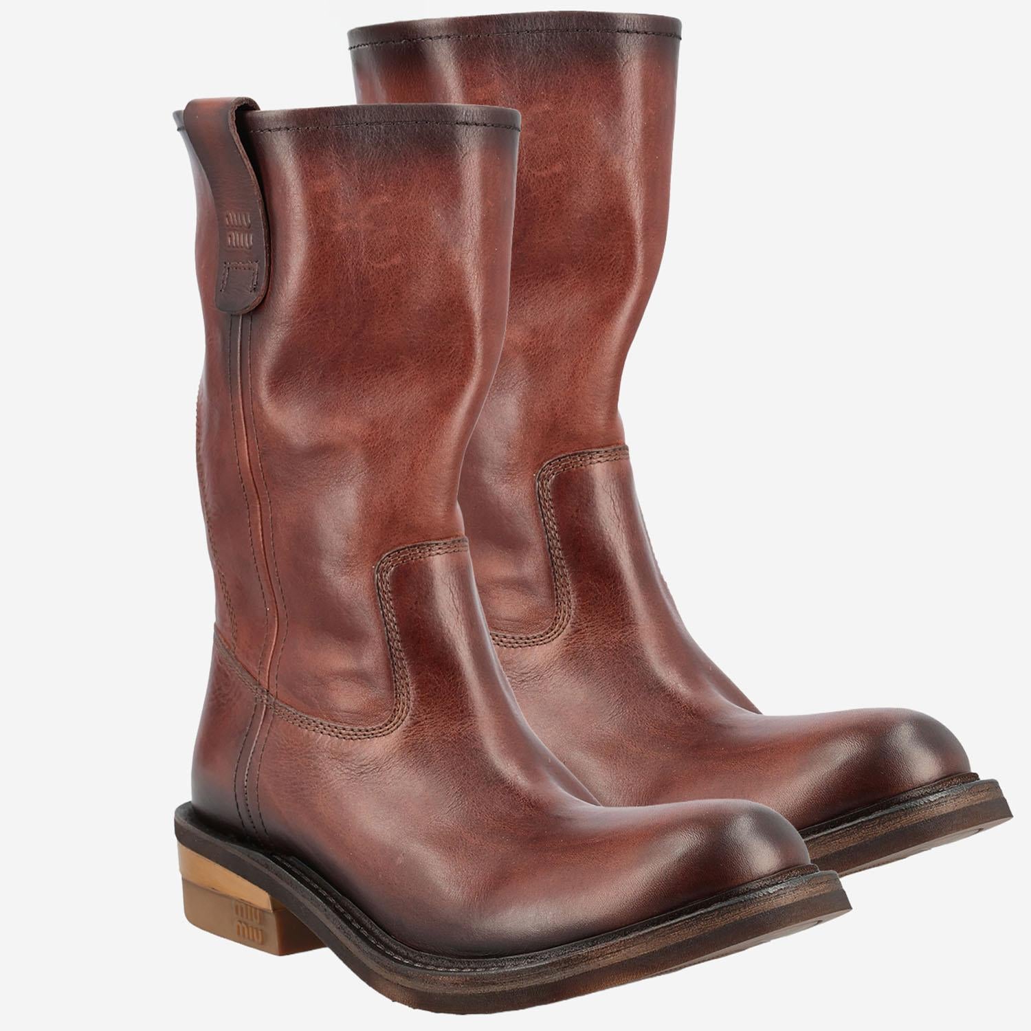 STIVALETTI FOULE IN PELLE 5U680E 5ODF0201 MIU MIU 