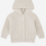CARDIGAN IN LANA E ACRILICO 25W076 ECRU 1+ IN THE FAMILY KIDS 