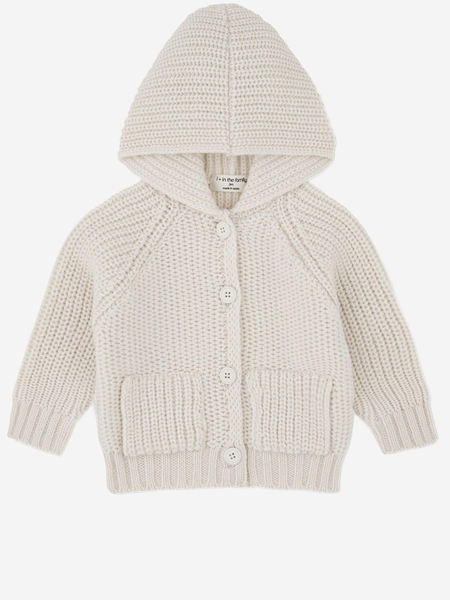 CARDIGAN IN LANA E ACRILICO 25W076 ECRU 1+ IN THE FAMILY KIDS 