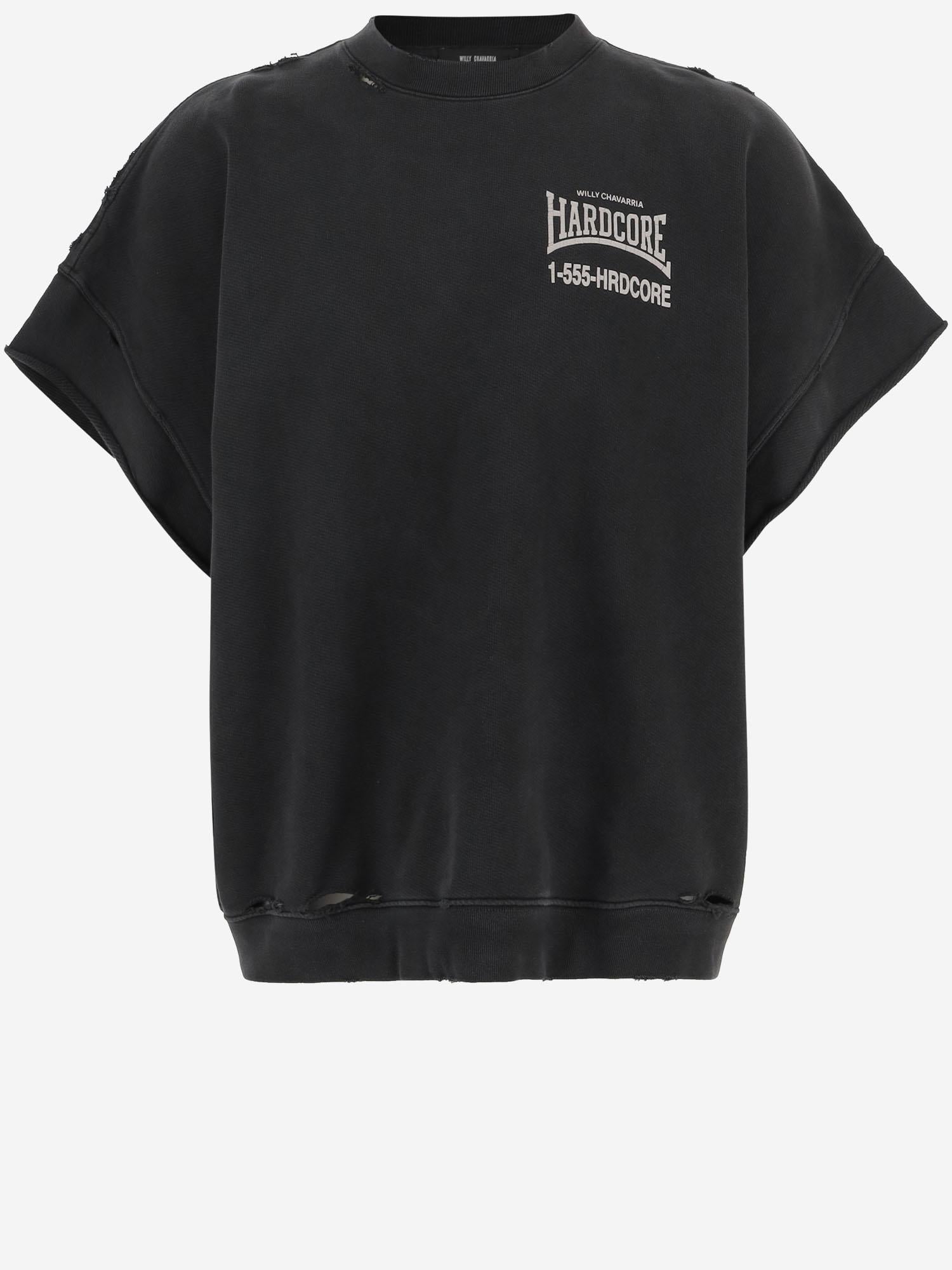 T-SHIRT IN COTONE CON EFFETTO DISTRESSED WCJSY0187 001 WILLY CHAVARRIA 