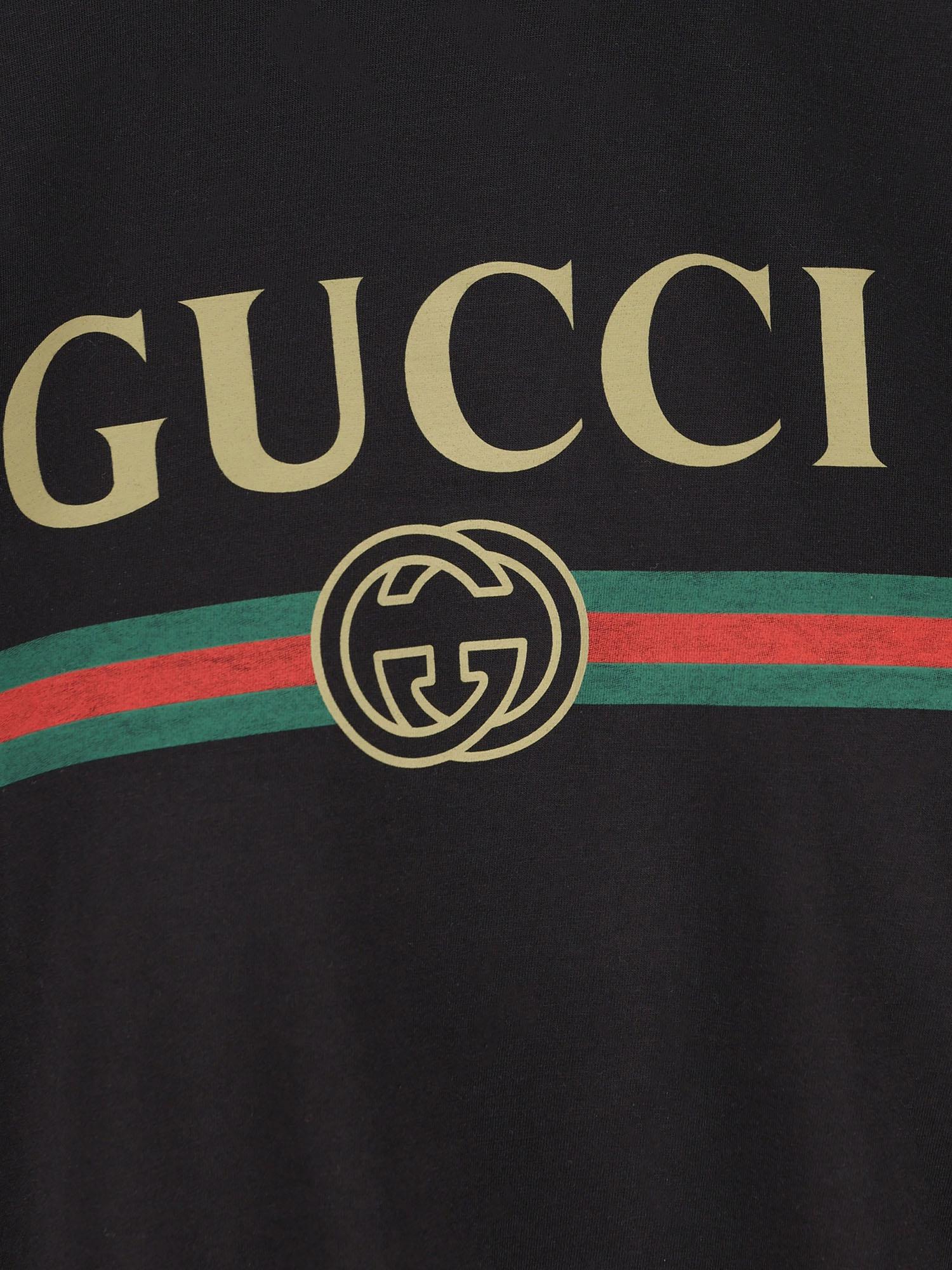 T-SHIRT IN COTONE E SETA CON LOGO 864626 XJHUF1152 GUCCI 