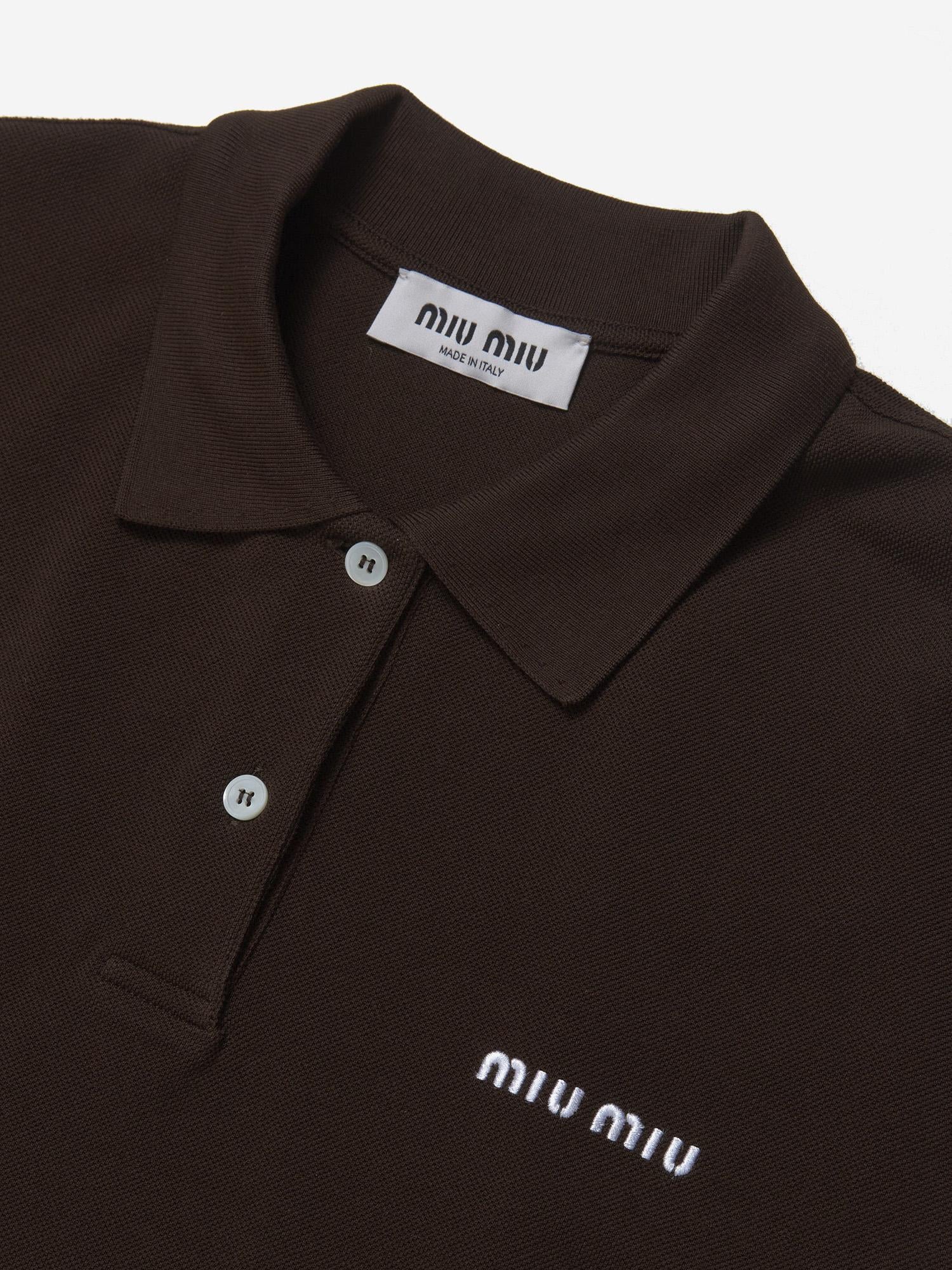 POLO A MANICHE LINGHE IN COTONE CON LOGO MJL019 14RWF0324 MIU MIU 