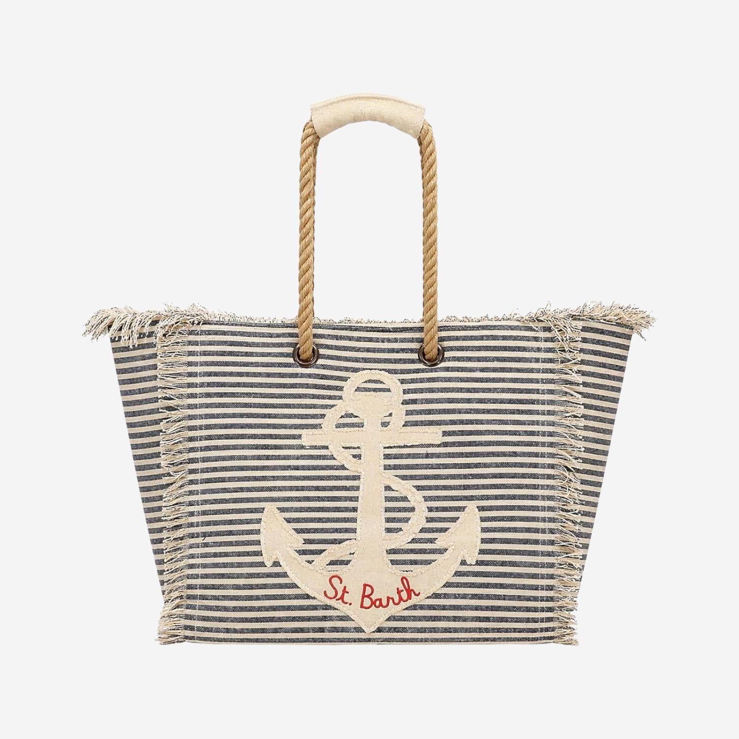 BORSA A RIGHE IN COTONE CON RICAMO BEA0003 00929L MC2 SAINT BARTH 