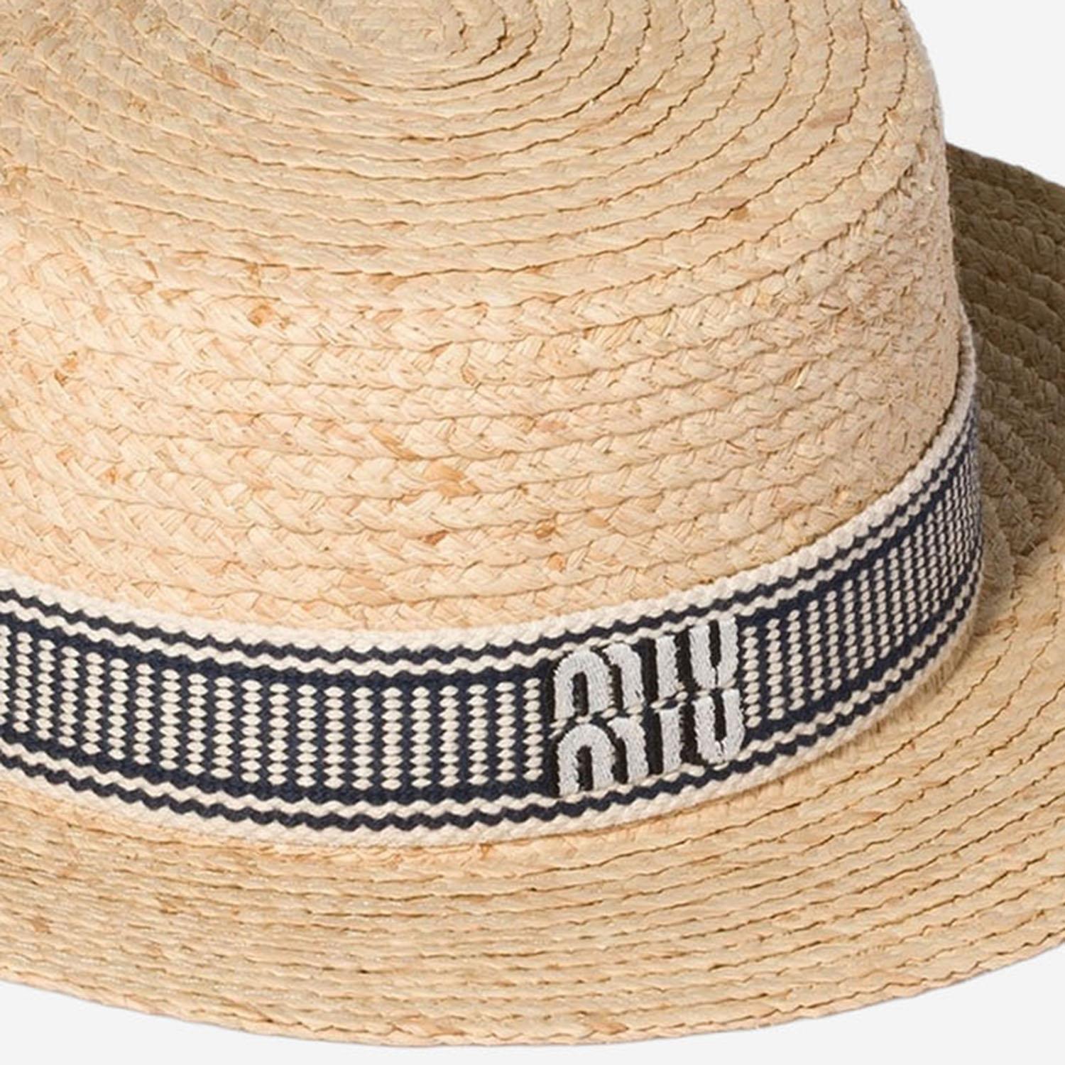 Cappello in rafia con logo 5HC117 2IH4F075R MIU MIU 