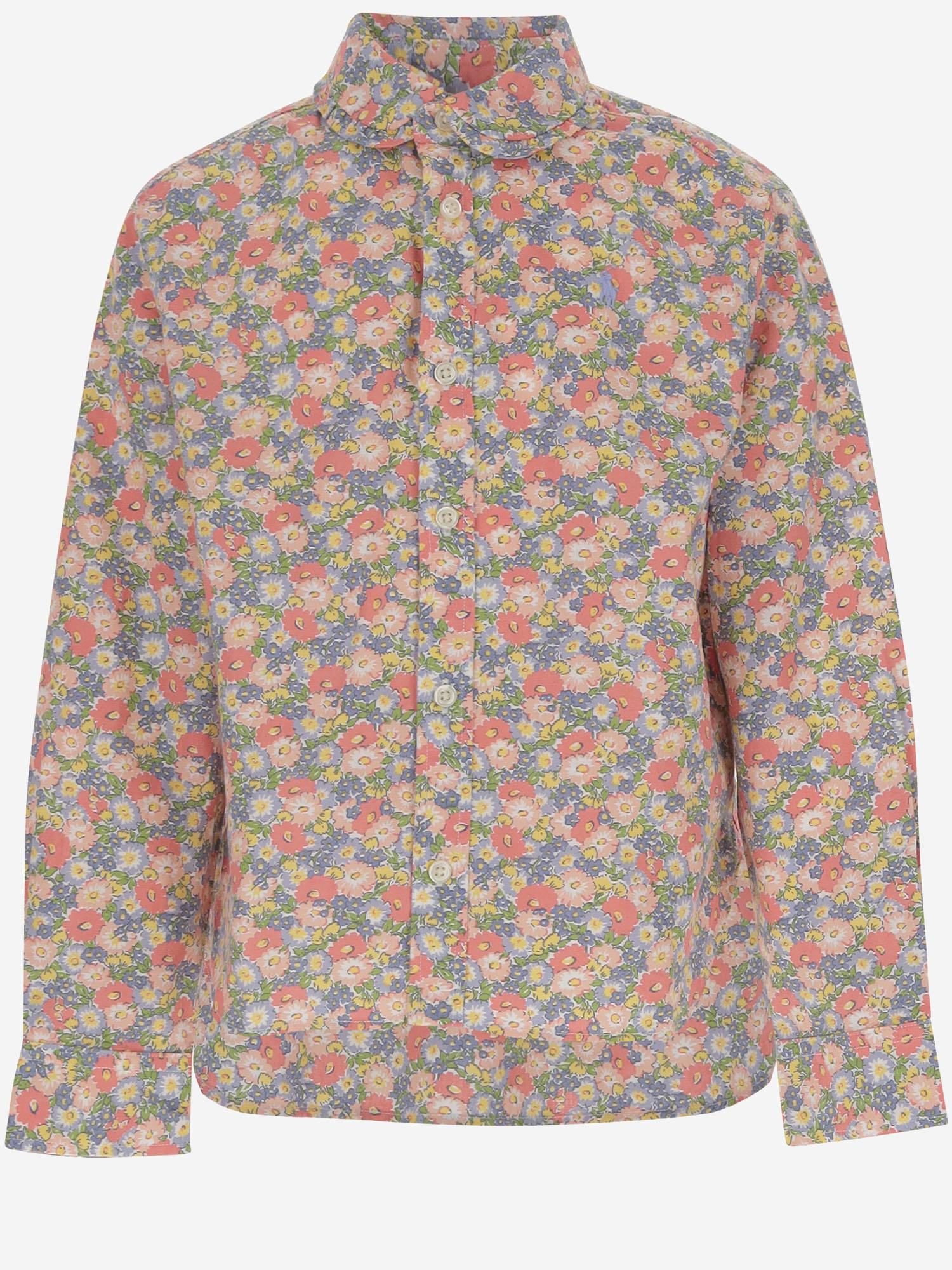 CAMICIA IN LINO E COTONE CON MOTIVO FLOREALE 313964560 001 POLO RALPH LAUREN KIDS 