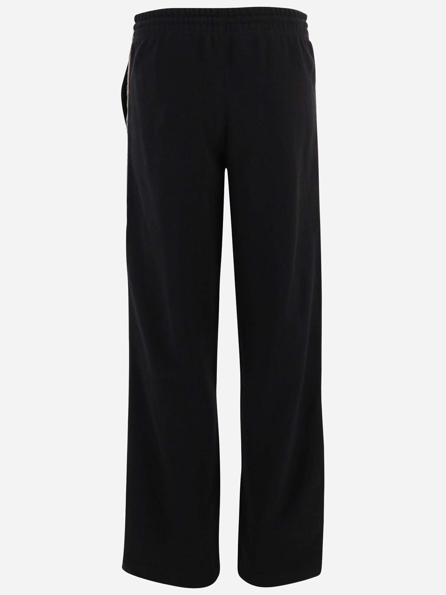 PANTALONI IN COTONE CON FINITURE CHECK 8121159 BLACK BURBERRY 