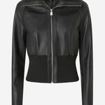 Giacca corta in pelle nappa e tessuto maglia 105470 A2P0Z99 PINKO 