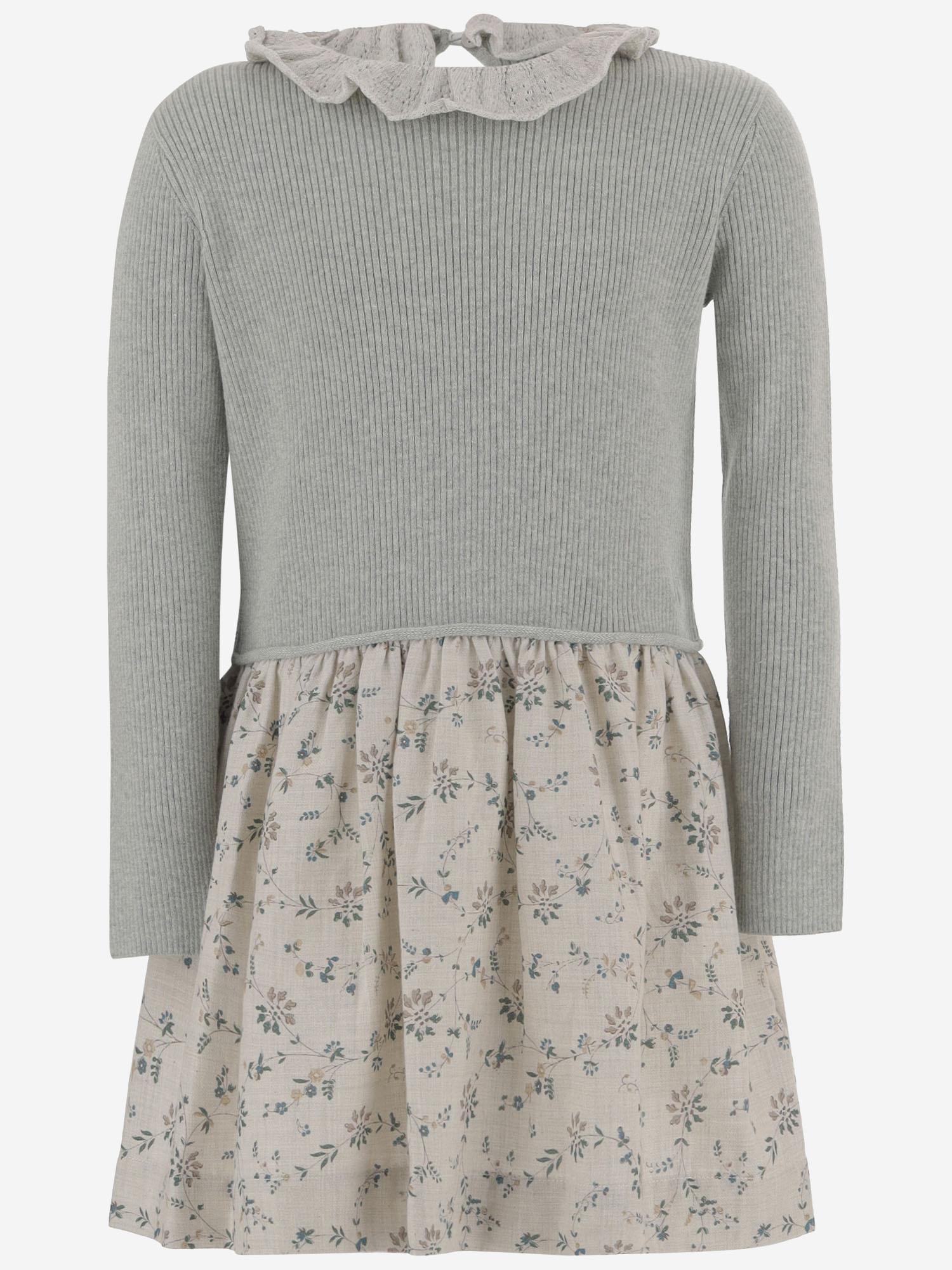 ABITO IN LANA E COTONE CON COLLETTO ARRICCIATO W05GDRK00002 590B BONPOINT KIDS 