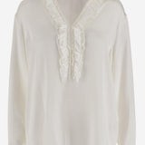 CAMICIA IN SETA STRETCH CON VOLANT DIANA T2511 HER SHIRT 