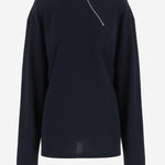 MAGLIA A MANICHE LUNGHE IN COTONE CON ZIP OBLIQUA MJLA20 18ZWF0008 MIU MIU 