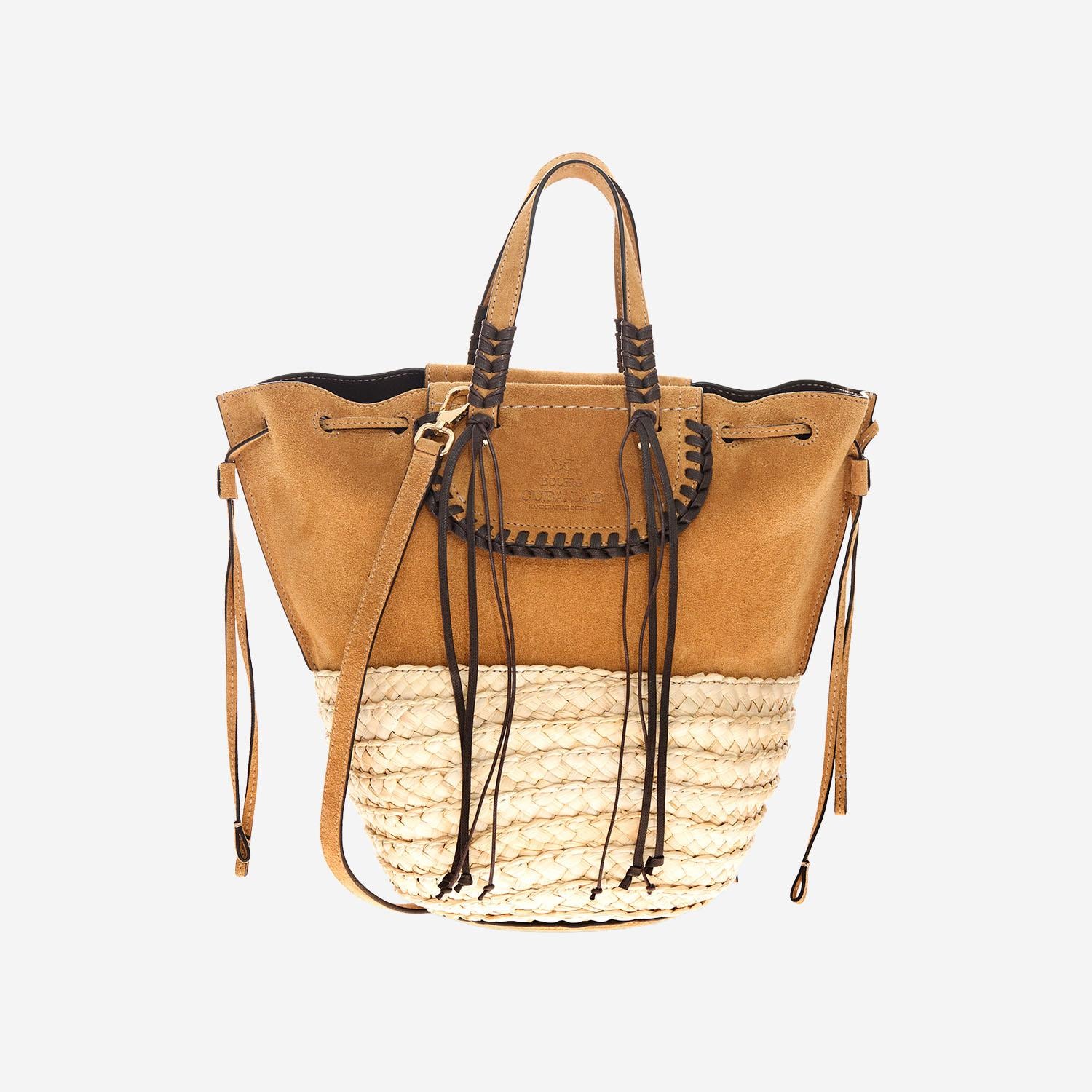 BORSA BOLERO IN SUEDE E RAFIA BOLEROCACAO NATURAL CUBA LAB 
