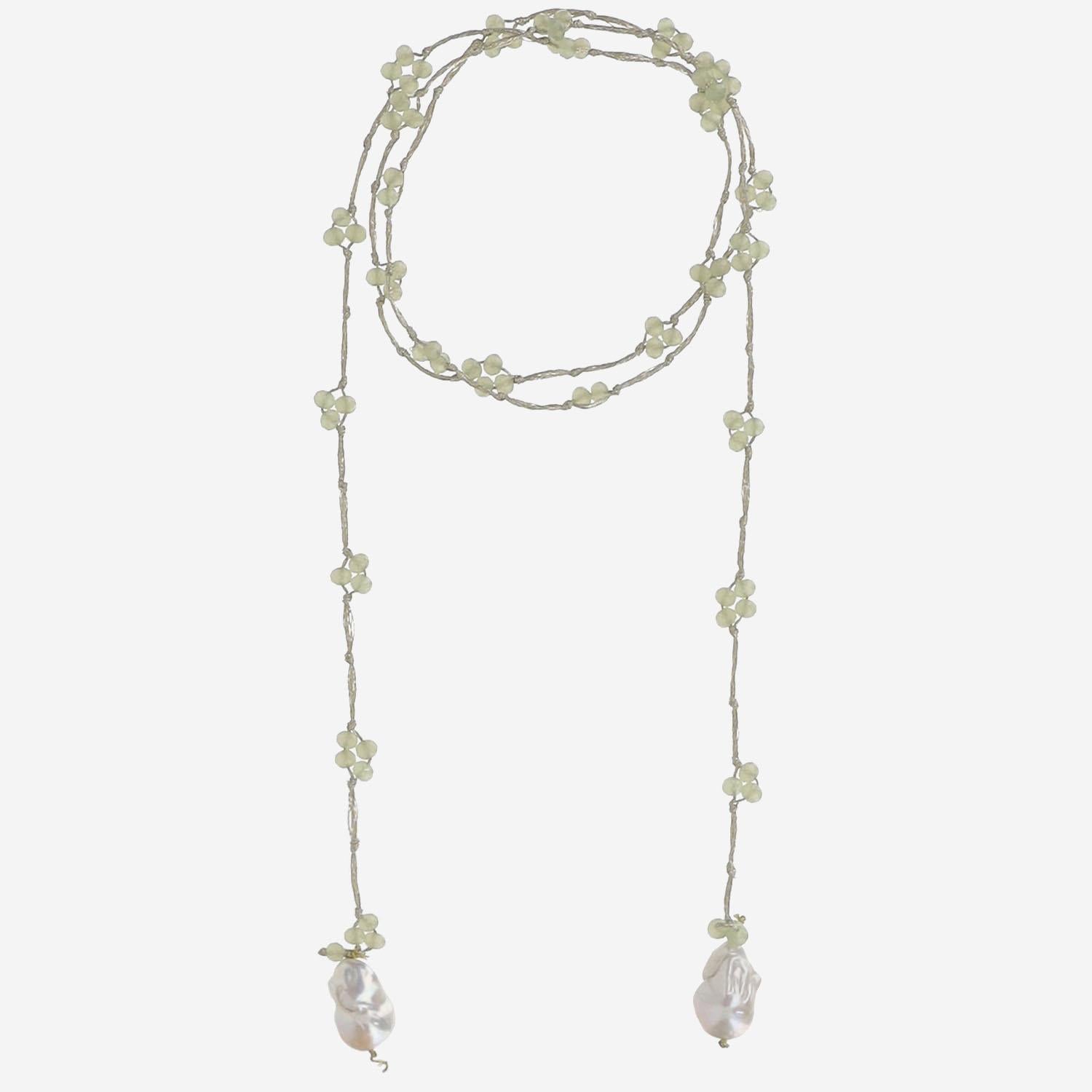 COLLANA CON  perle VSINGLE VERDE MELA 