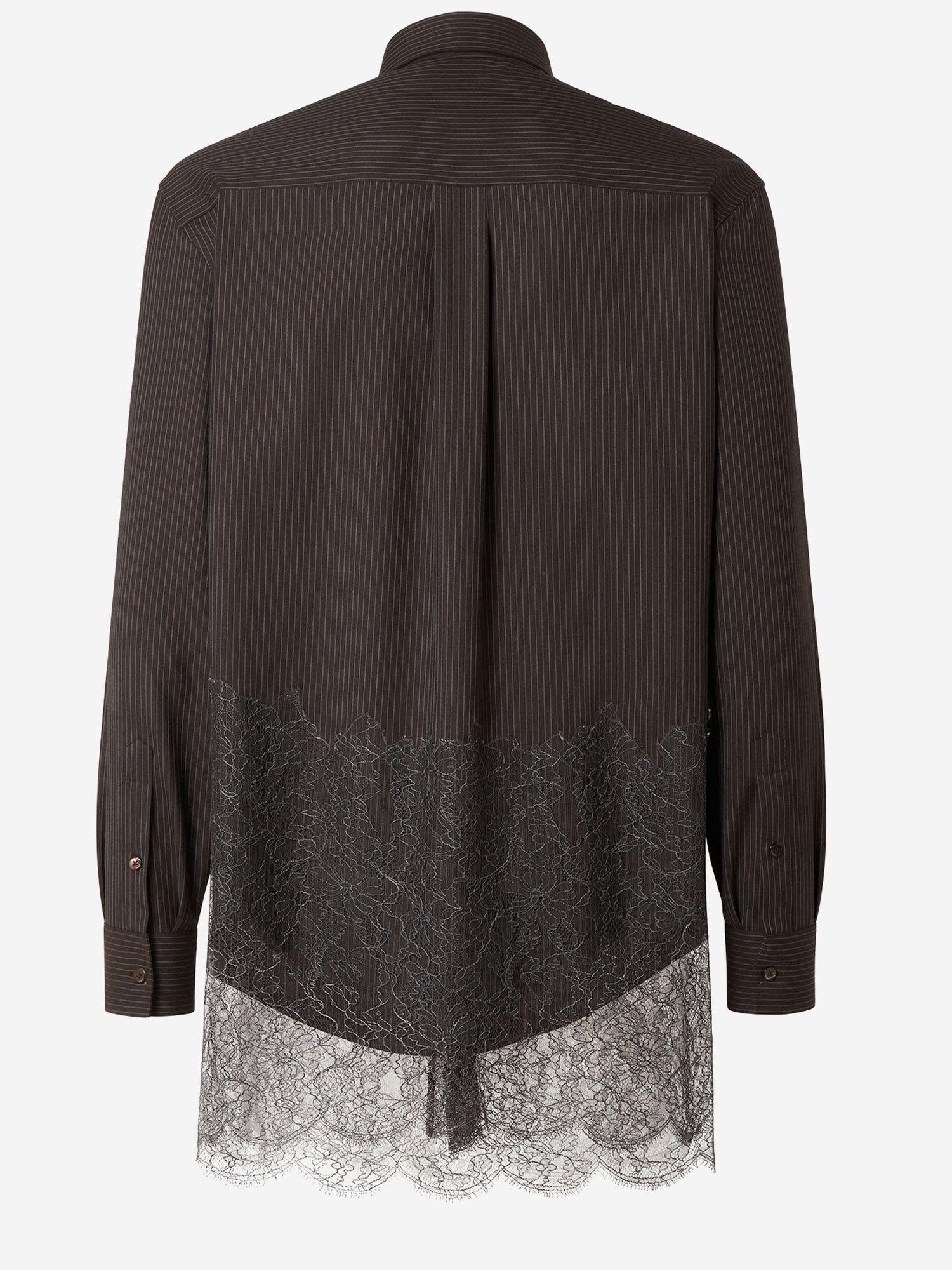 CAMICIA IN LANA GESSATA E PIZZO FS1332 AVK1F0DHP FENDI 